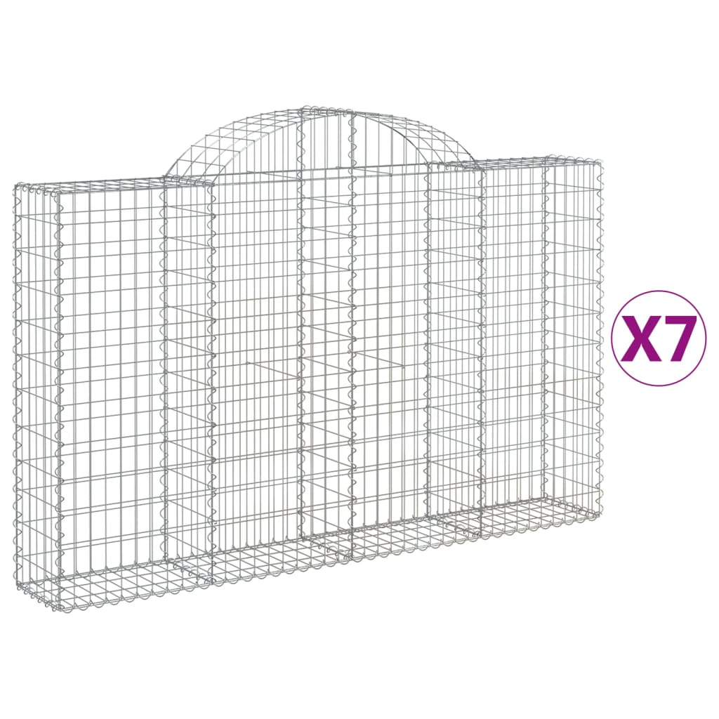 Klenuté gabionové koše 7 ks 200x30x120/140cm pozinkované železo