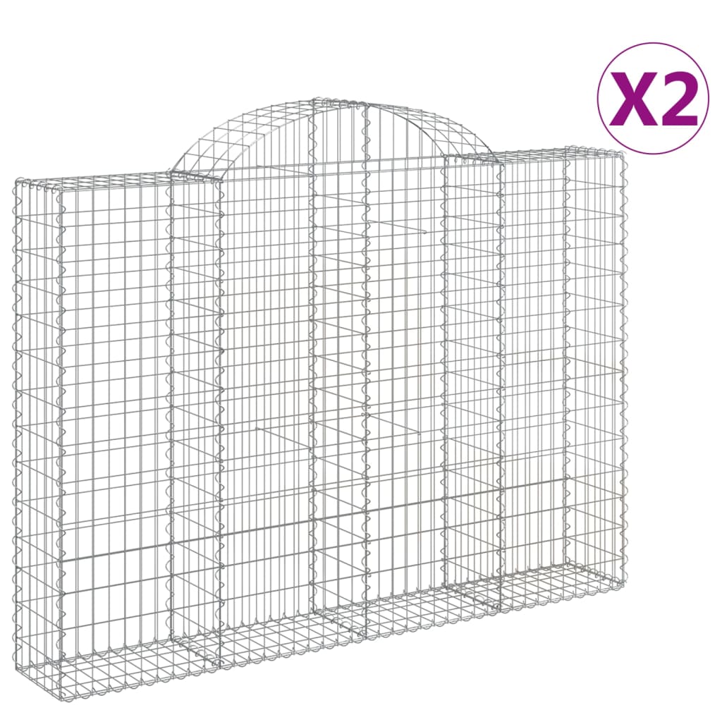 Klenuté gabionové koše 2 ks 200x30x140/160cm pozinkované železo