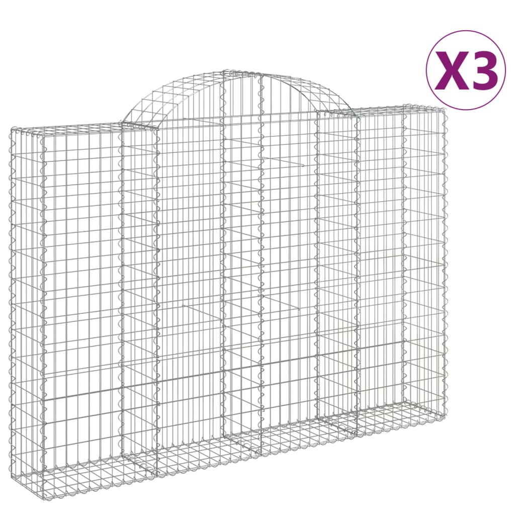 Klenuté gabionové koše 3 ks 200x30x140/160cm pozinkované železo