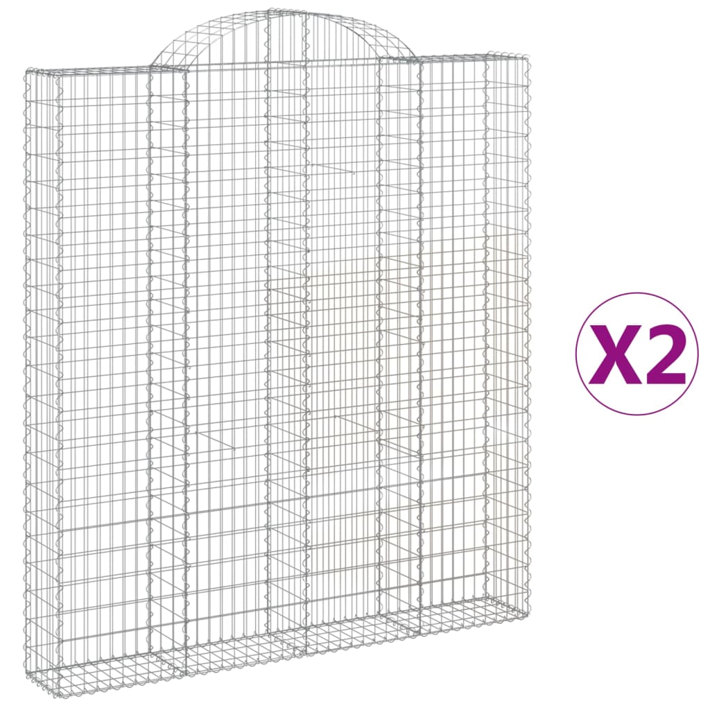Klenuté gabionové koše 2 ks 200x30x220/240cm pozinkované železo