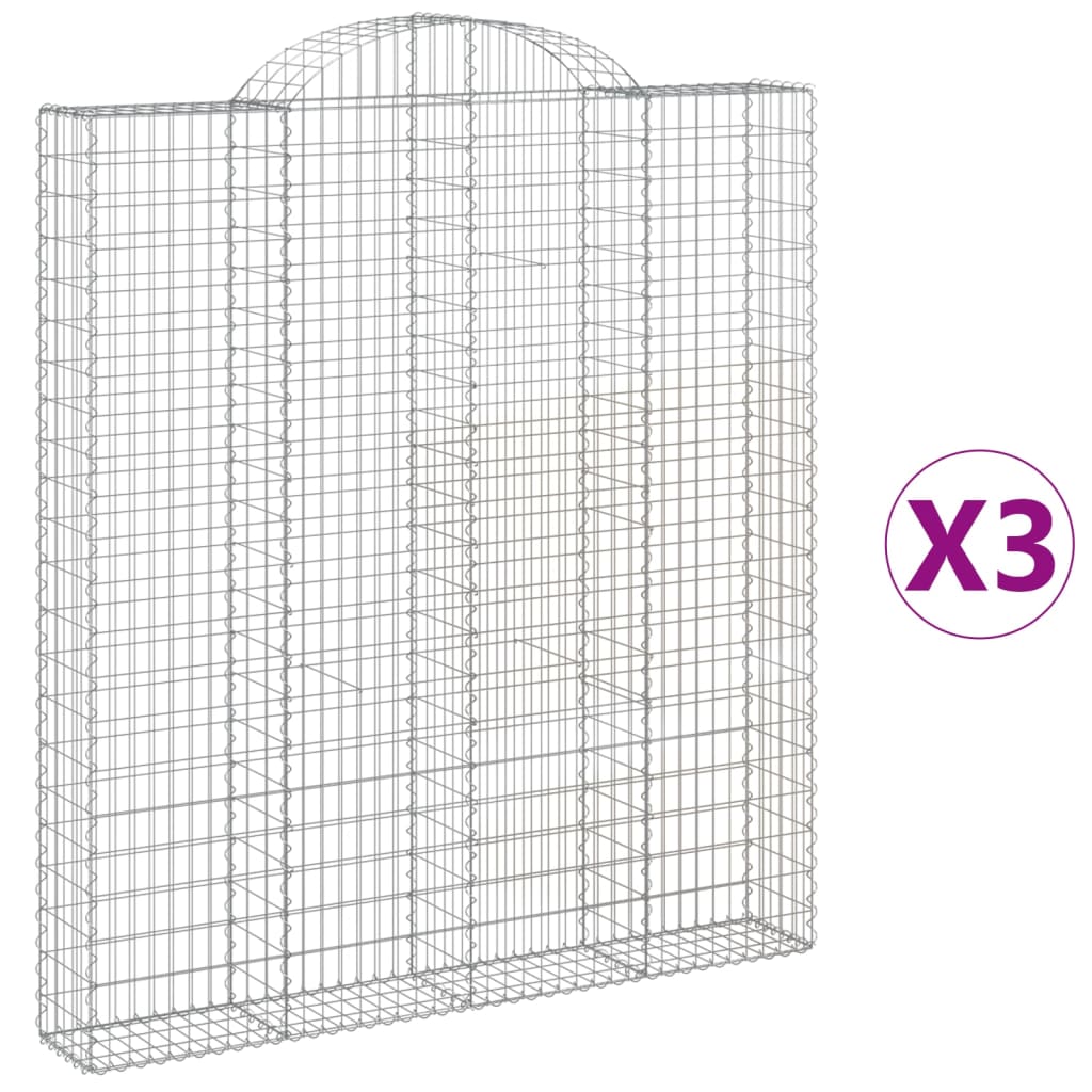 Klenuté gabionové koše 3 ks 200x30x220/240cm pozinkované železo