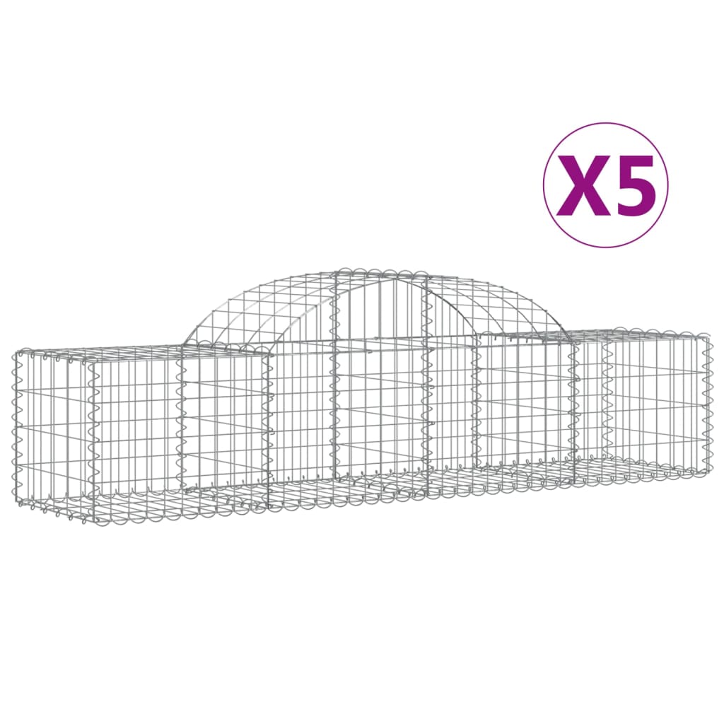 Klenuté gabionové koše 5 ks 200x50x40/60 cm pozinkované železo