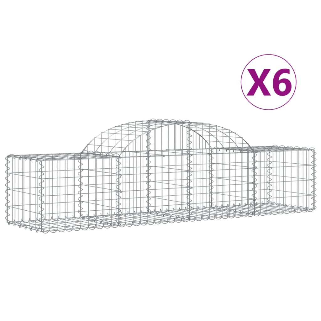 Klenuté gabionové koše 6 ks 200x50x40/60 cm pozinkované železo