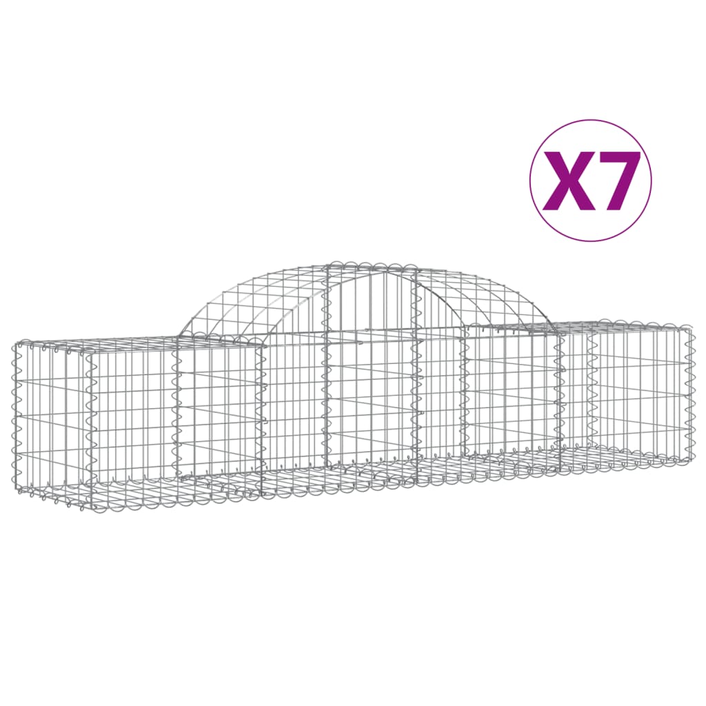Klenuté gabionové koše 7 ks 200x50x40/60 cm pozinkované železo