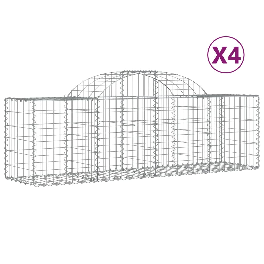 Klenuté gabionové koše 4 ks 200x50x60/80 cm pozinkované železo