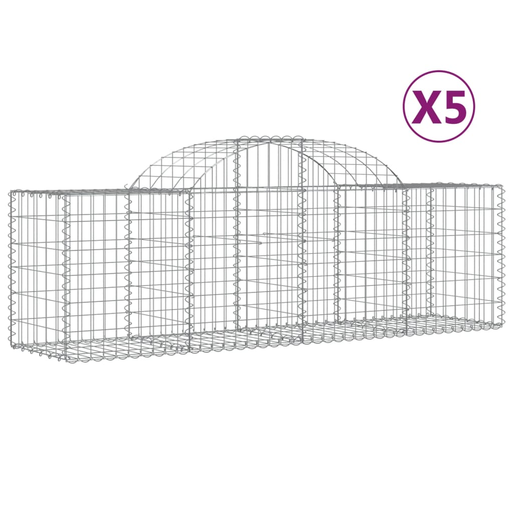 Klenuté gabionové koše 5 ks 200x50x60/80 cm pozinkované železo
