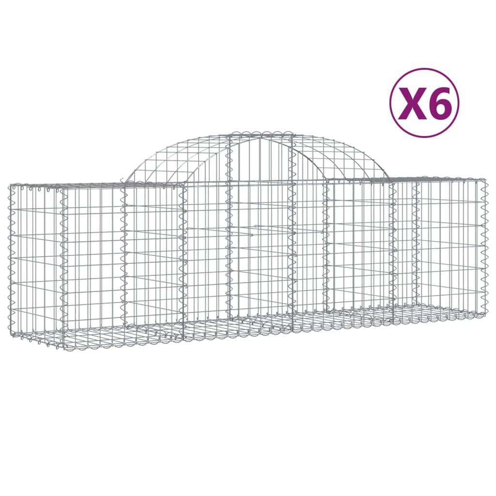 Klenuté gabionové koše 6 ks 200x50x60/80 cm pozinkované železo