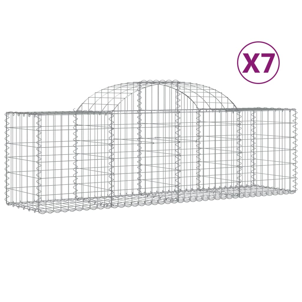 Klenuté gabionové koše 7 ks 200x50x60/80 cm pozinkované železo