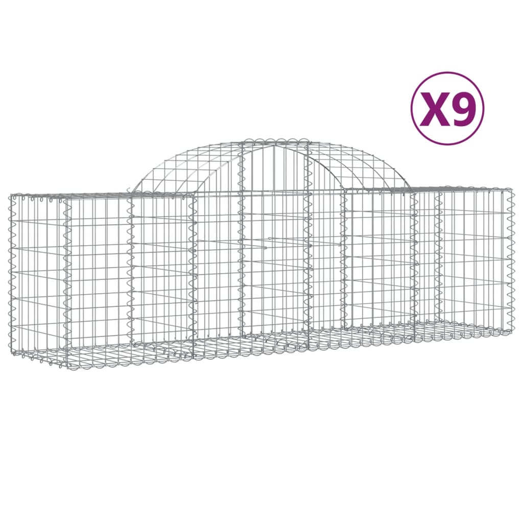 Klenuté gabionové koše 9 ks 200x50x60/80 cm pozinkované železo