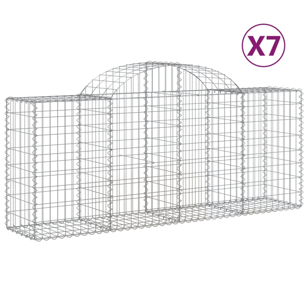 Klenuté gabionové koše 7 ks 200x50x80/100 cm pozinkované železo