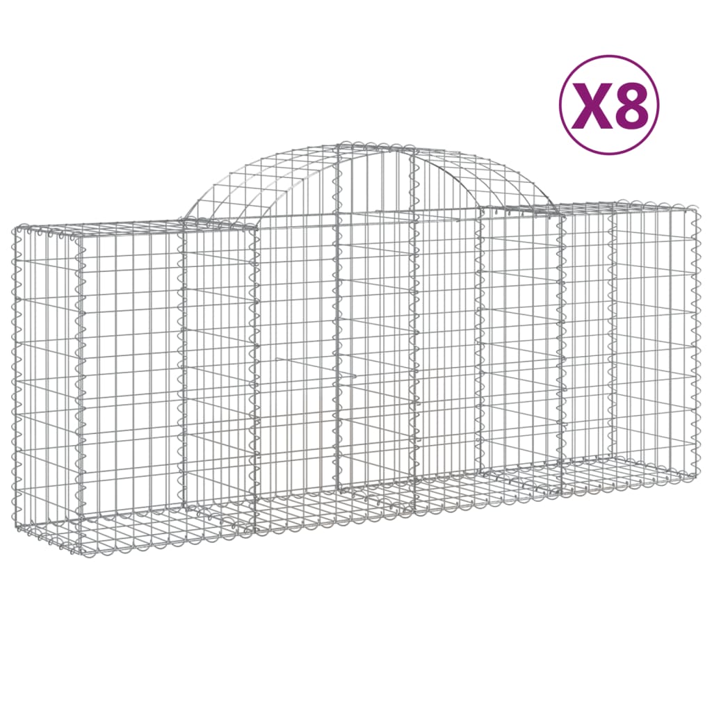 Klenuté gabionové koše 8 ks 200x50x80/100 cm pozinkované železo