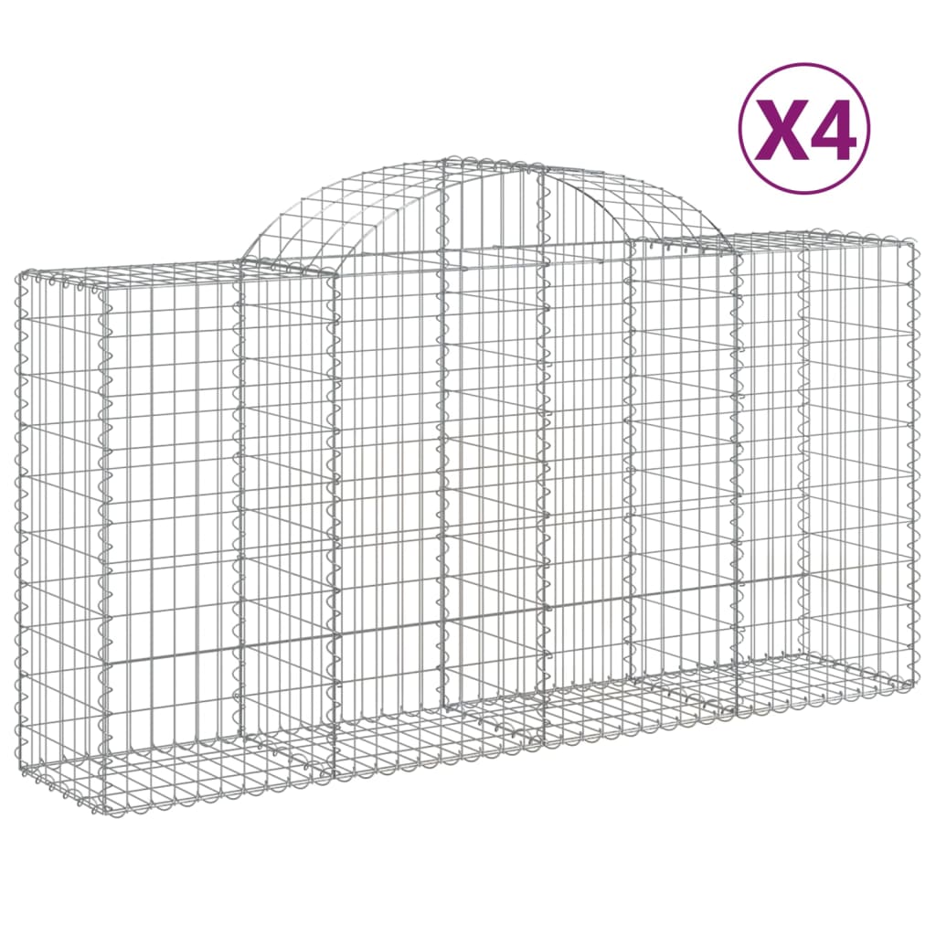 Klenuté gabionové koše 4 ks 200x50x100/120cm pozinkované železo
