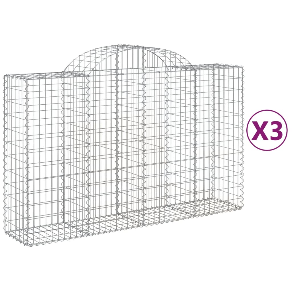 Klenuté gabionové koše 3 ks 200x50x120/140cm pozinkované železo