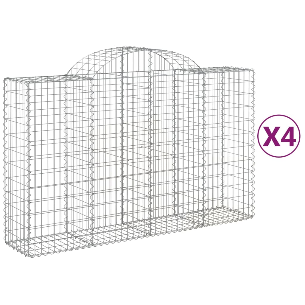 Klenuté gabionové koše 4 ks 200x50x120/140cm pozinkované železo