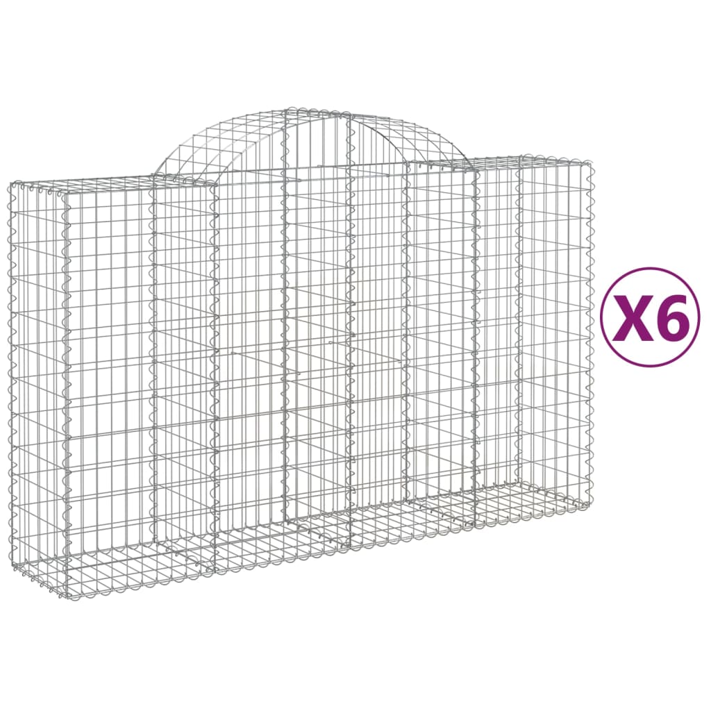Klenuté gabionové koše 6 ks 200x50x120/140cm pozinkované železo