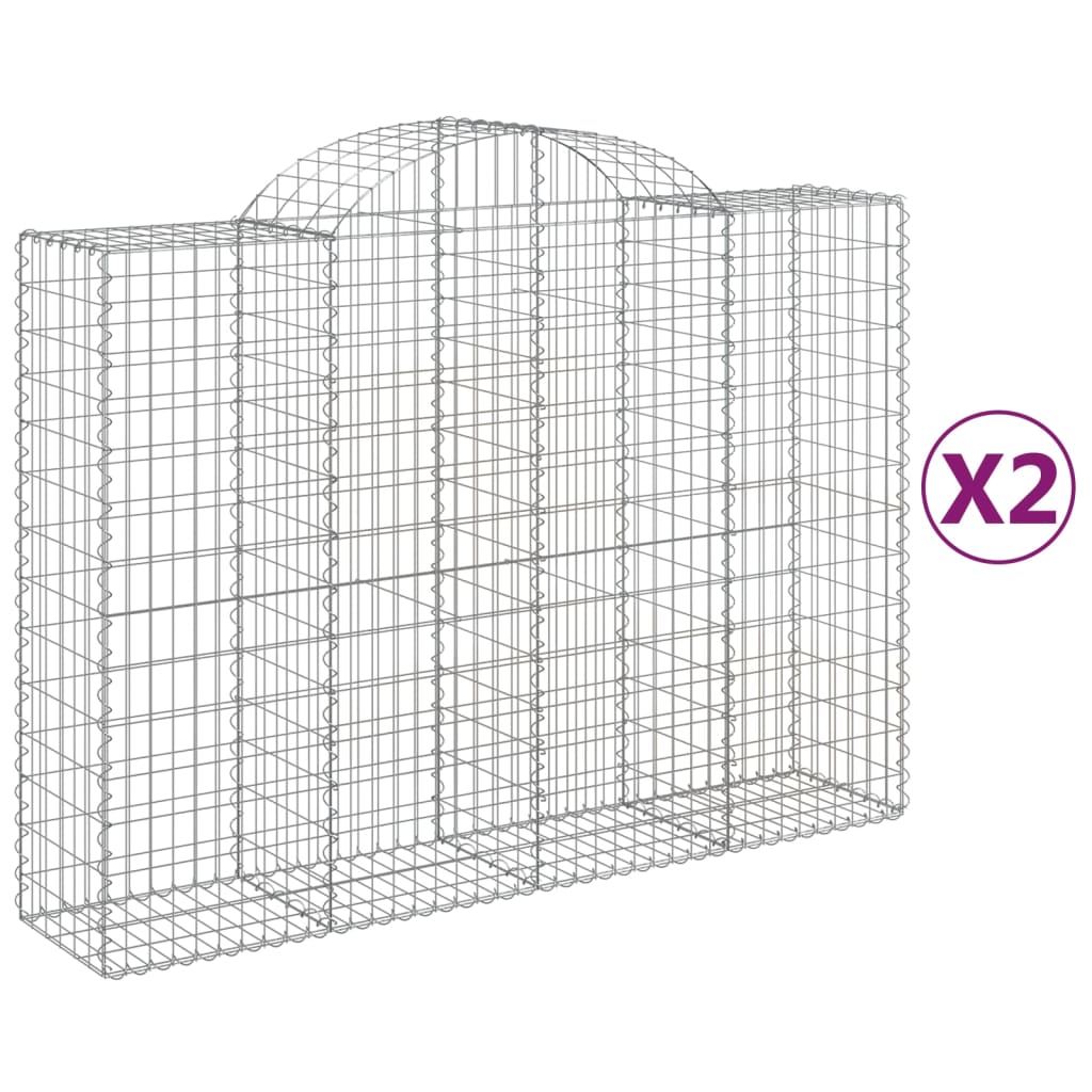 Klenuté gabionové koše 2 ks 200x50x140/160cm pozinkované železo