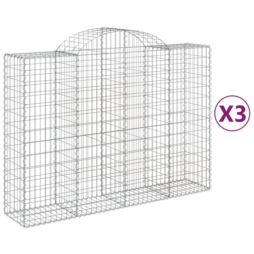 Klenuté gabionové koše 3 ks 200x50x140/160cm pozinkované železo