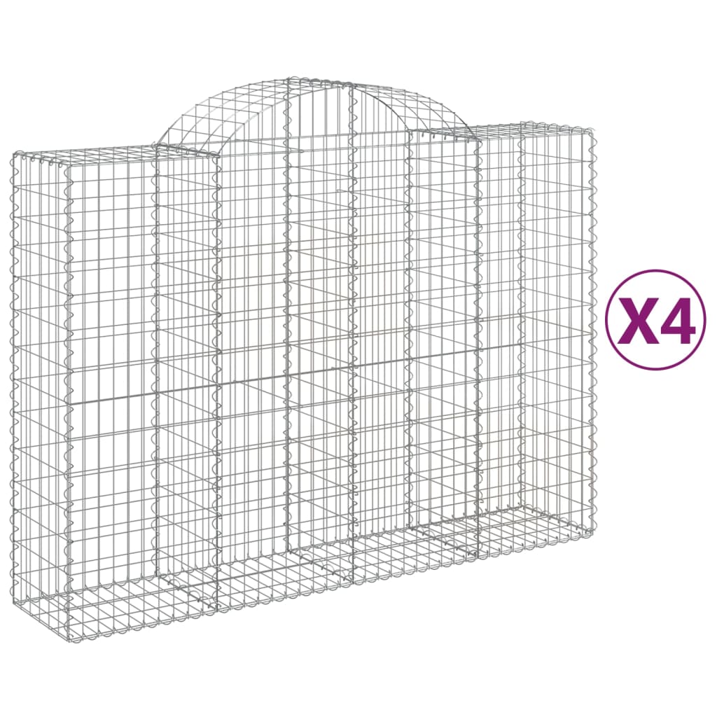Klenuté gabionové koše 4 ks 200x50x140/160cm pozinkované železo