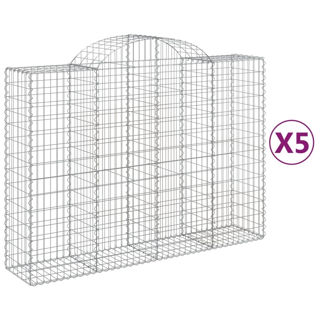 Klenuté gabionové koše 5 ks 200x50x140/160cm pozinkované železo