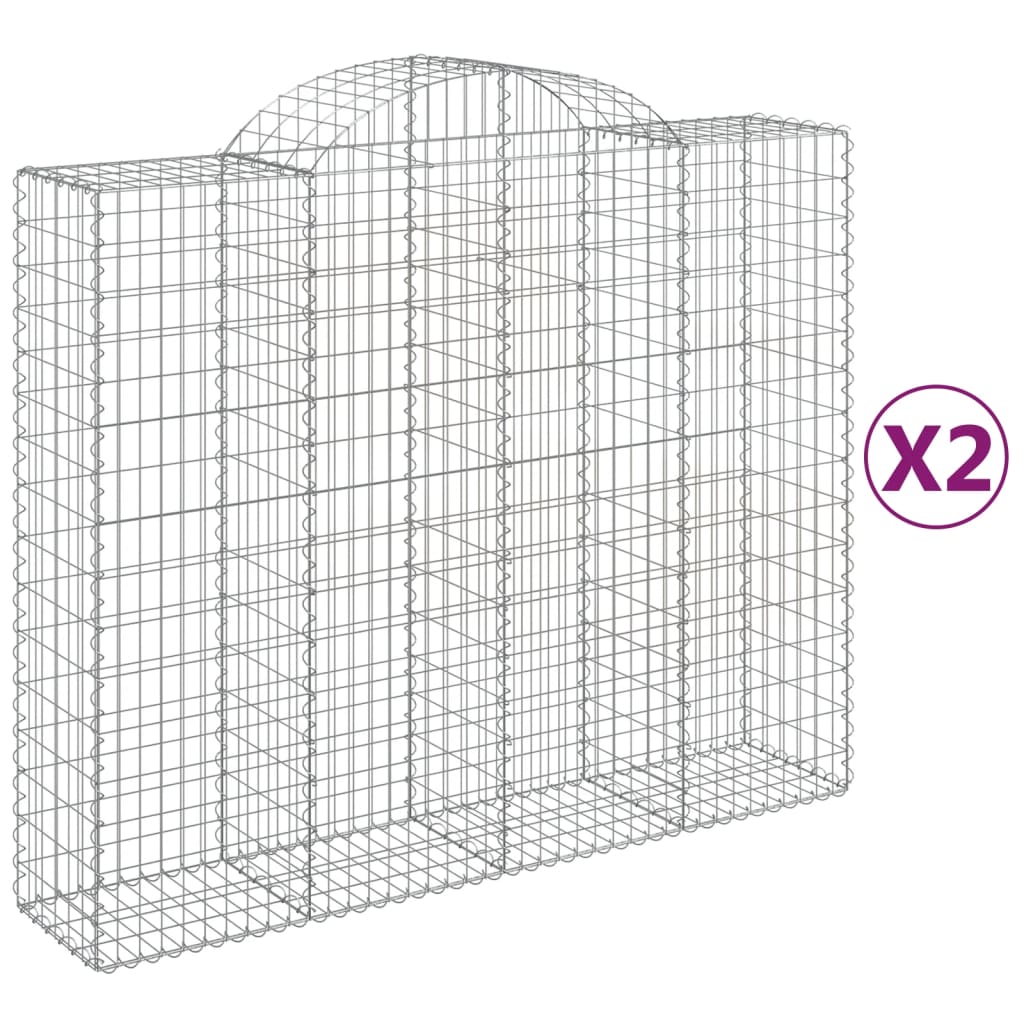 Klenuté gabionové koše 2 ks 200x50x160/180cm pozinkované železo