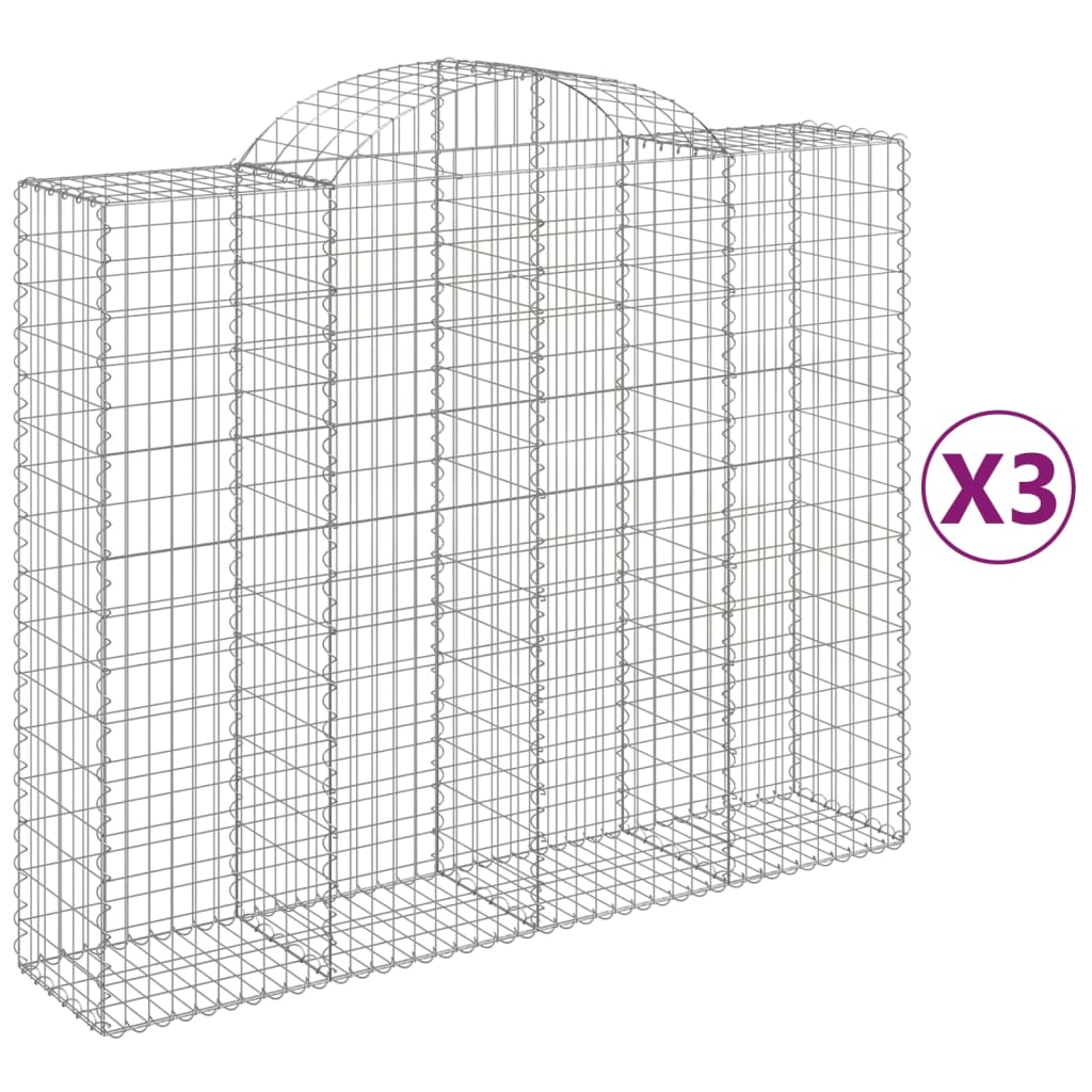 Klenuté gabionové koše 3 ks 200x50x160/180cm pozinkované železo