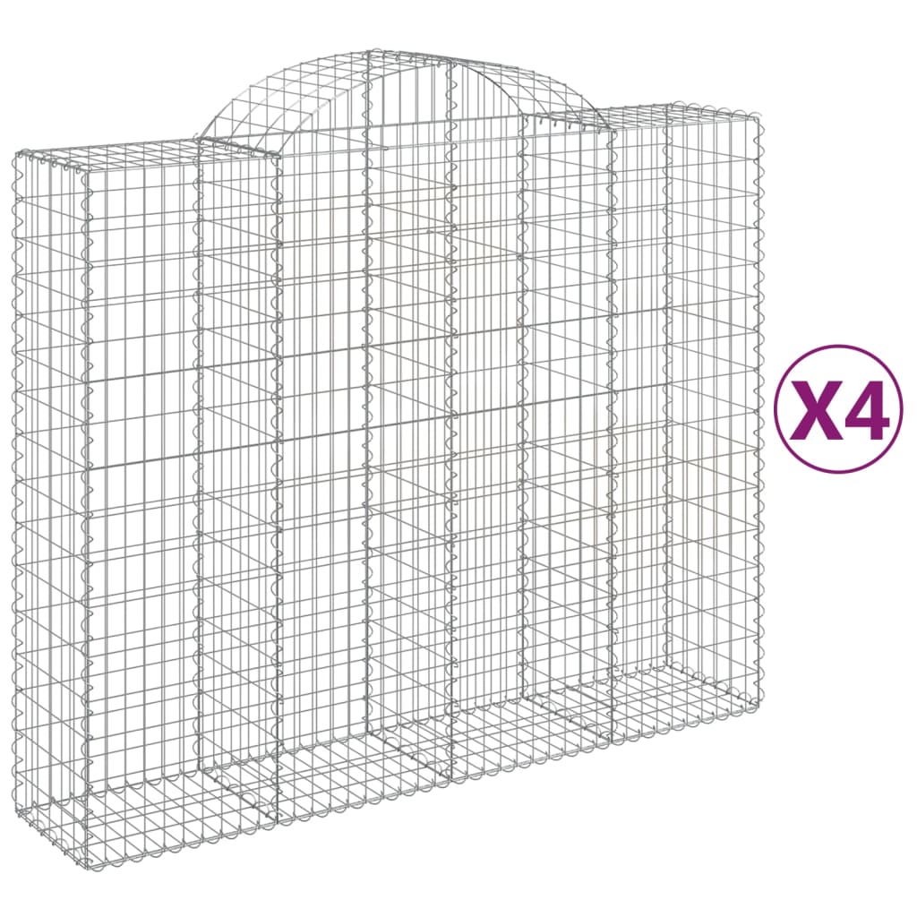 Klenuté gabionové koše 4 ks 200x50x160/180cm pozinkované železo