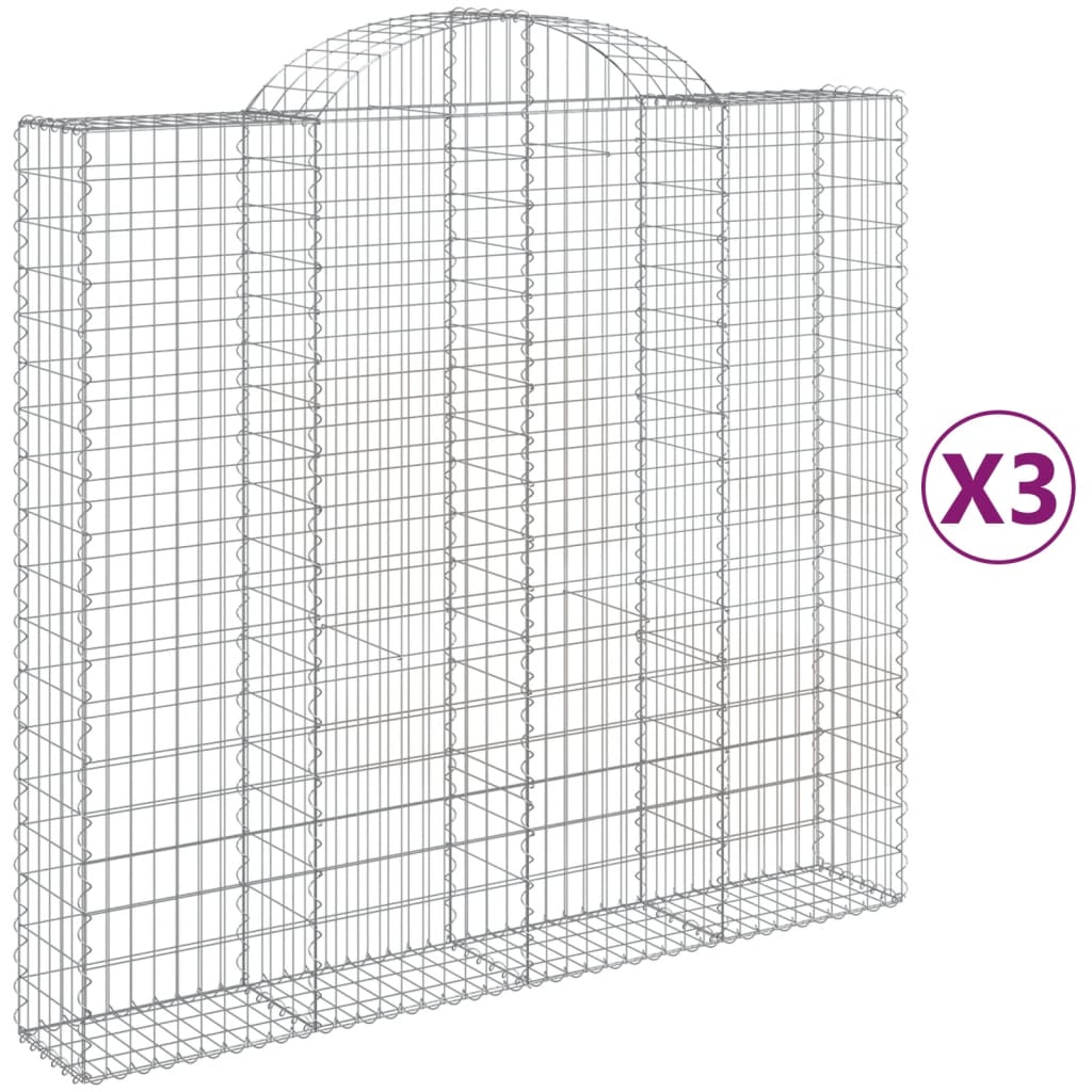Klenuté gabionové koše 3 ks 200x50x180/200cm pozinkované železo