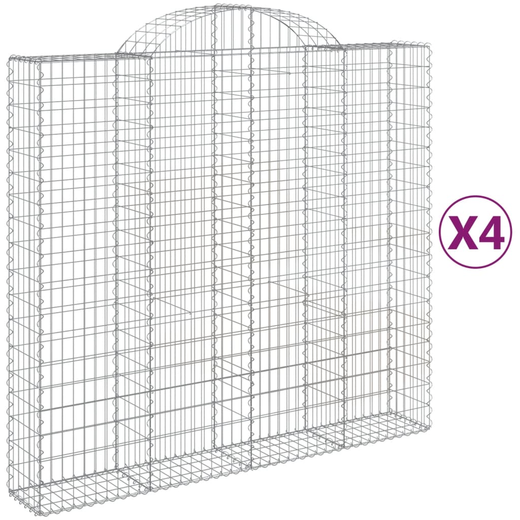 Klenuté gabionové koše 4 ks 200x50x180/200cm pozinkované železo