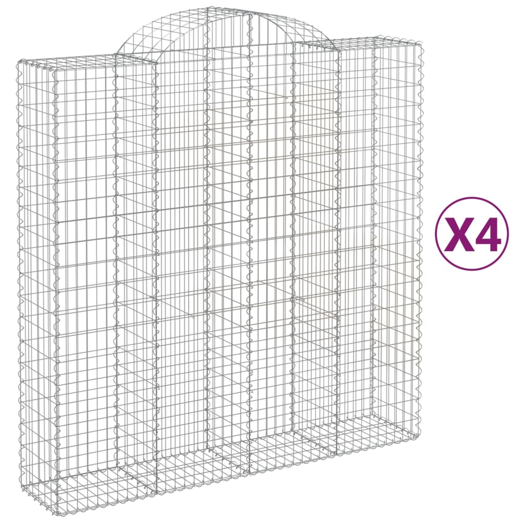 Klenuté gabionové koše 4 ks 200x50x200/220cm pozinkované železo