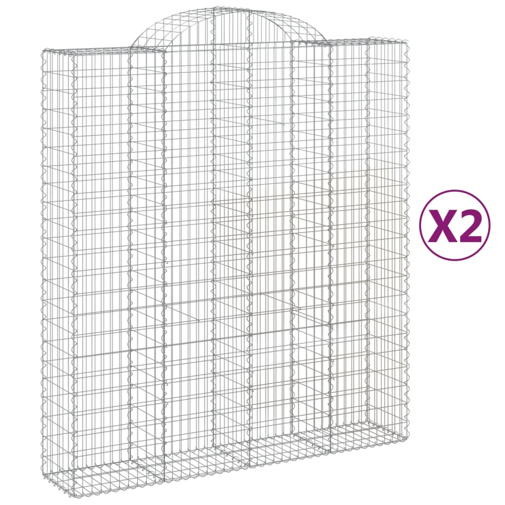 Klenuté gabionové koše 2 ks 200x50x220/240cm pozinkované železo