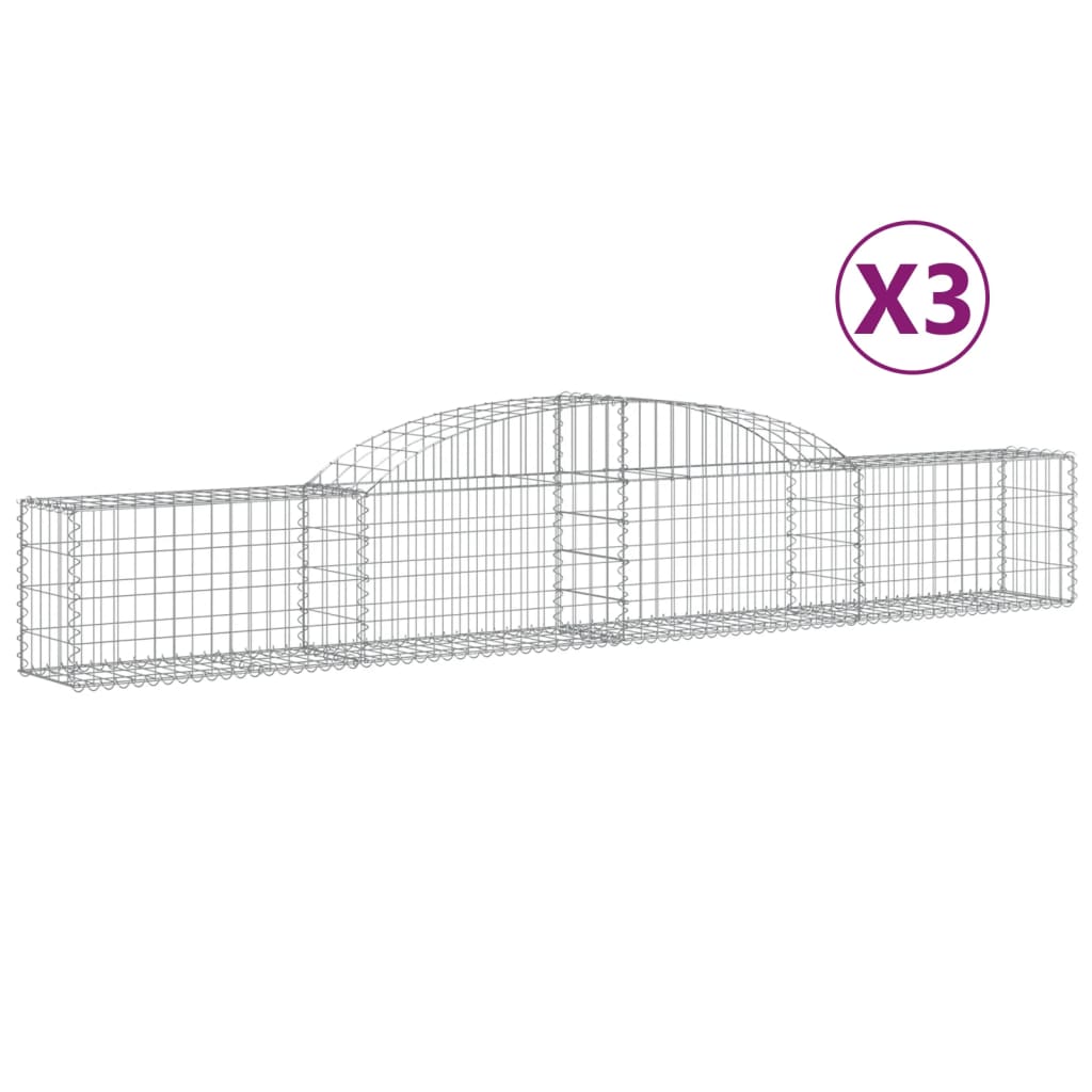 Klenuté gabionové koše 3 ks 300x30x40/60 cm pozinkované železo