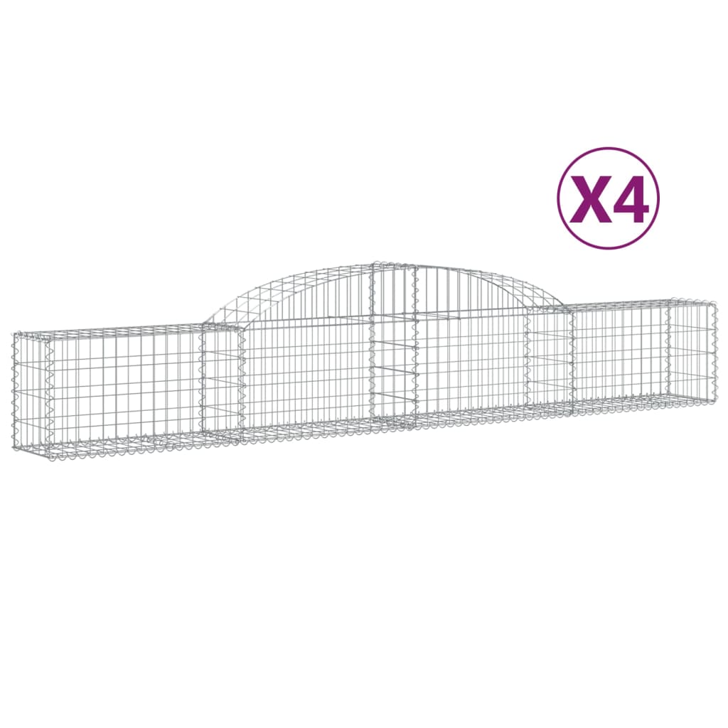 Klenuté gabionové koše 4 ks 300x30x40/60 cm pozinkované železo