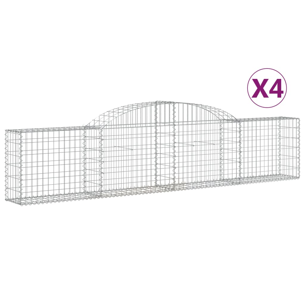 Klenuté gabionové koše 4 ks 300x30x60/80 cm pozinkované železo