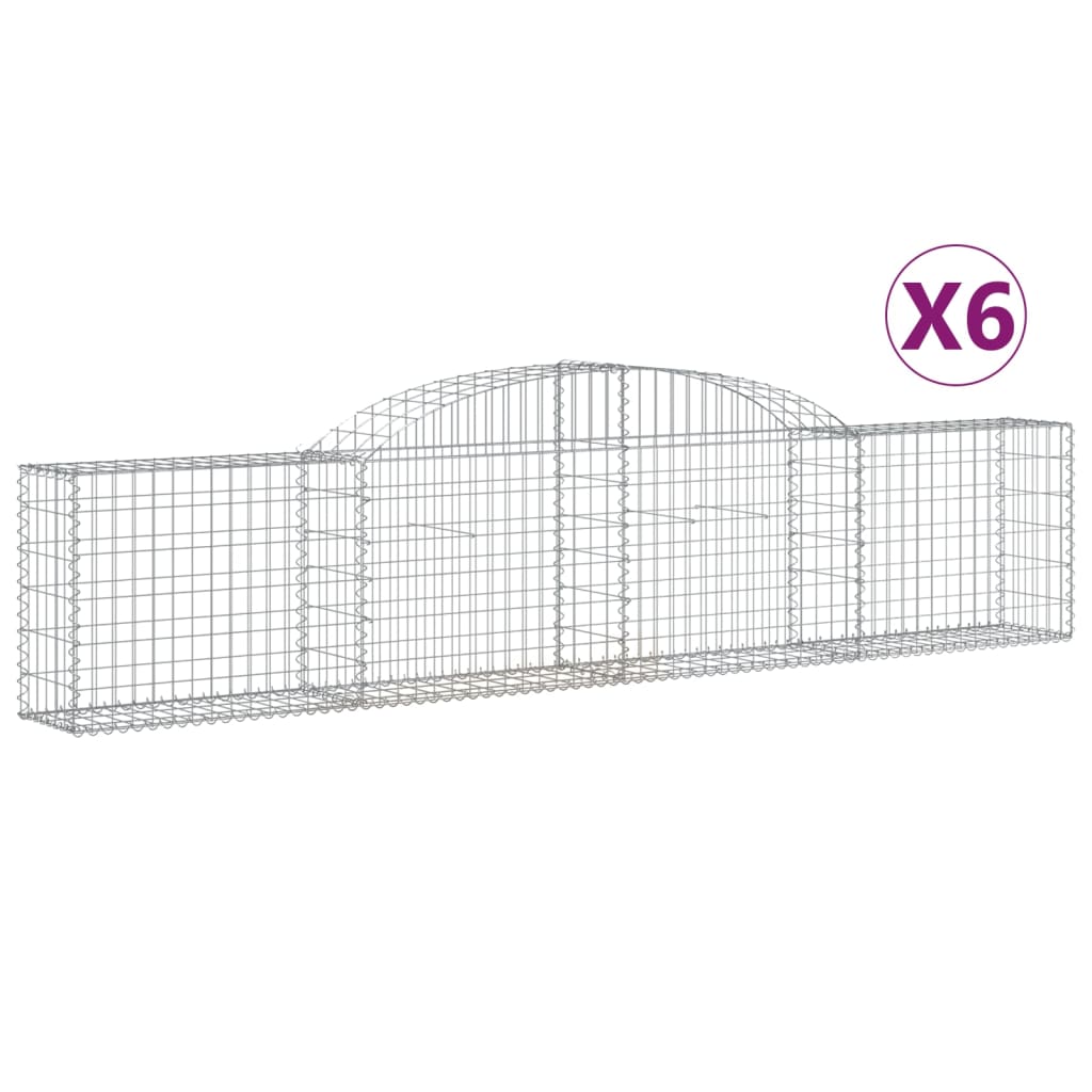 Klenuté gabionové koše 6 ks 300x30x60/80 cm pozinkované železo