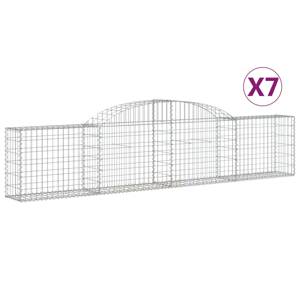 Klenuté gabionové koše 7 ks 300x30x60/80 cm pozinkované železo