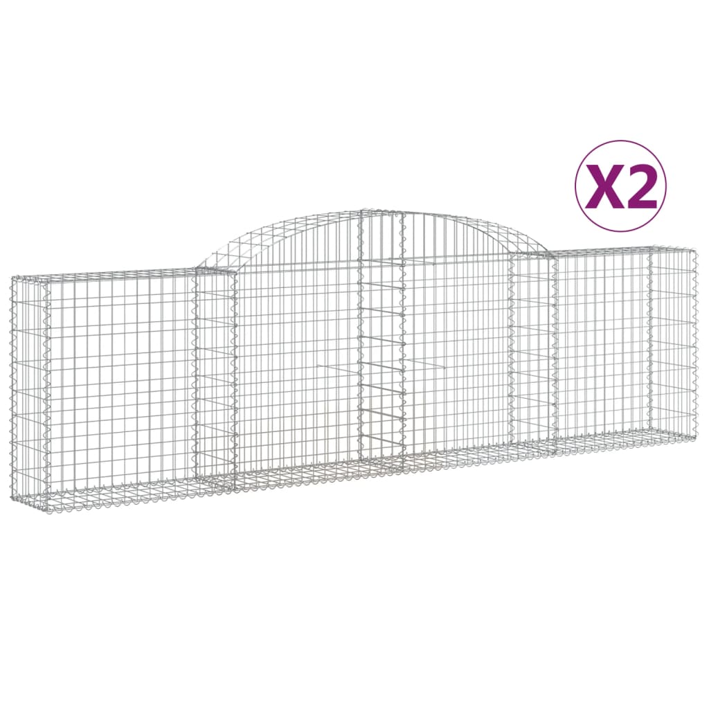 Klenuté gabionové koše 2 ks 300x30x80/100 cm pozinkované železo