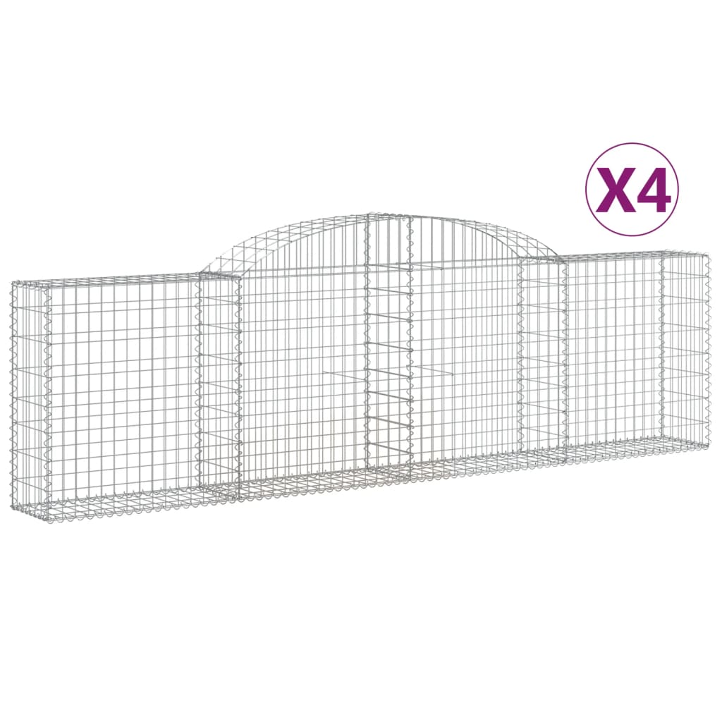 Klenuté gabionové koše 4 ks 300x30x80/100 cm pozinkované železo