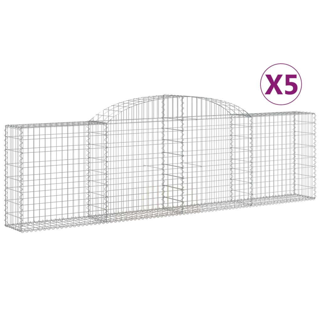 Klenuté gabionové koše 5 ks 300x30x80/100 cm pozinkované železo