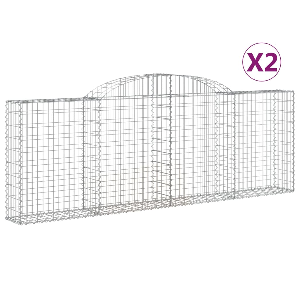 Klenuté gabionové koše 2 ks 300x30x100/120cm pozinkované železo