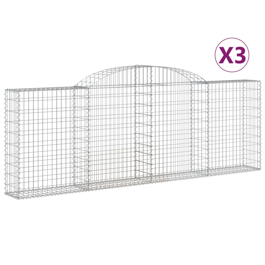 Klenuté gabionové koše 3 ks 300x30x100/120cm pozinkované železo