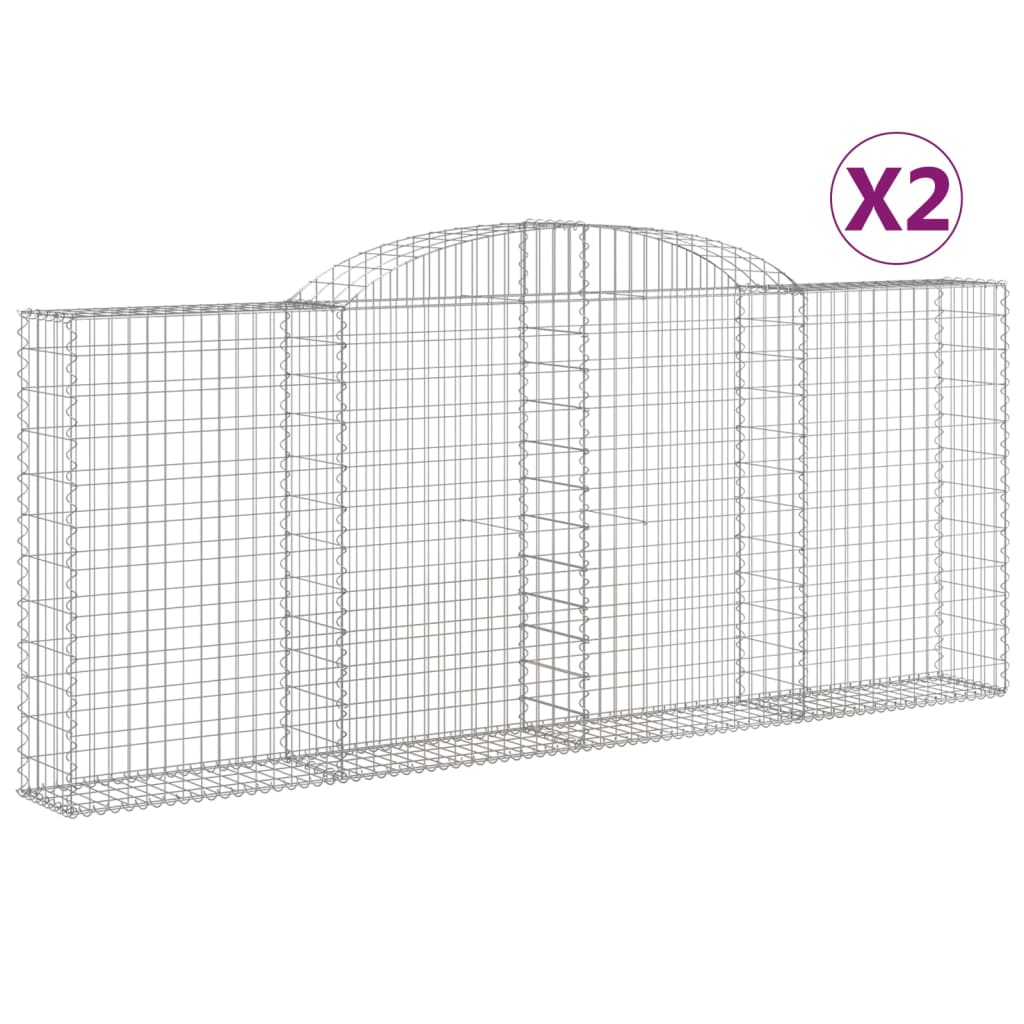 Klenuté gabionové koše 2 ks 300x30x120/140cm pozinkované železo