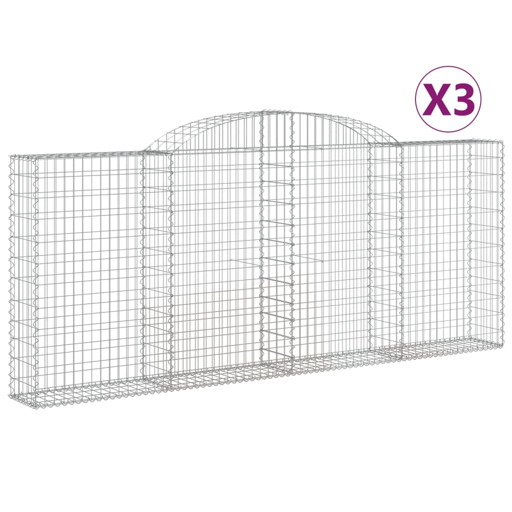Klenuté gabionové koše 3 ks 300x30x120/140cm pozinkované železo