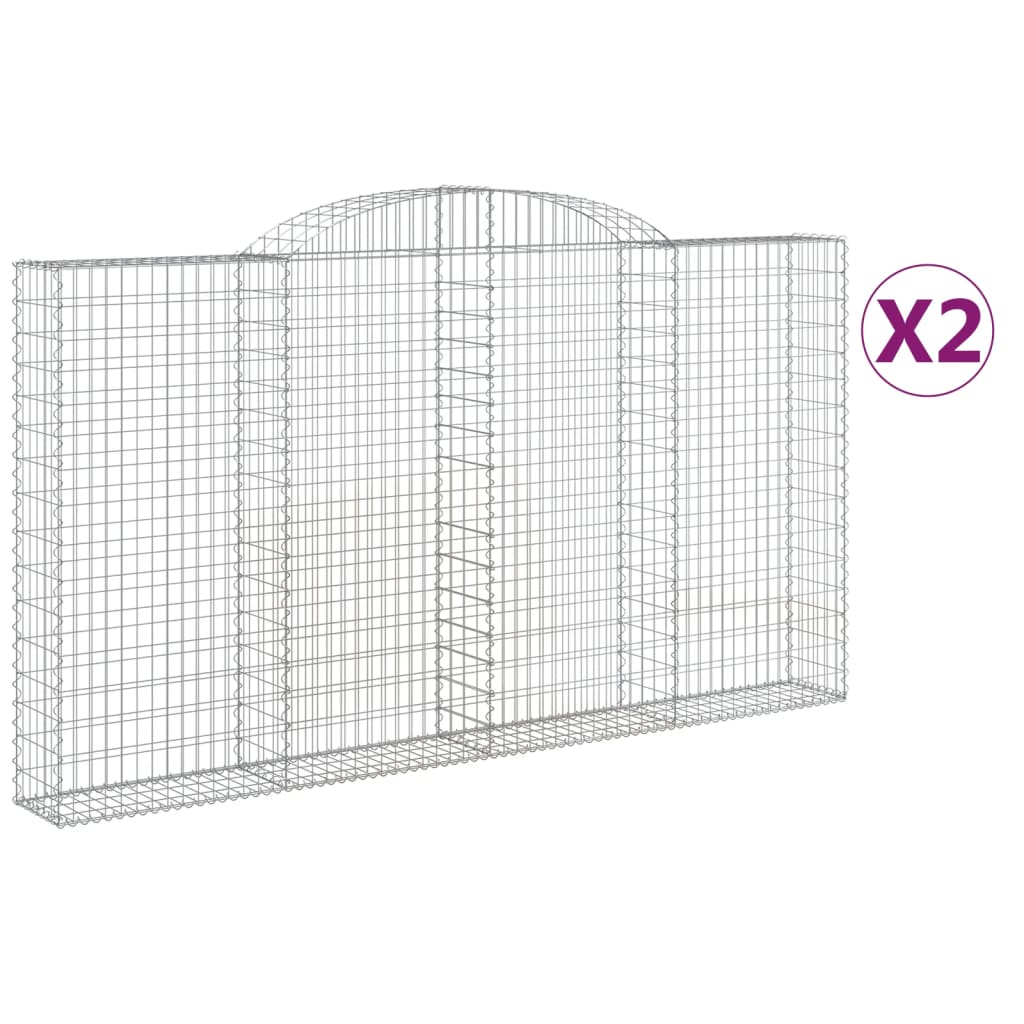 Klenuté gabionové koše 2 ks 300x30x160/180cm pozinkované železo