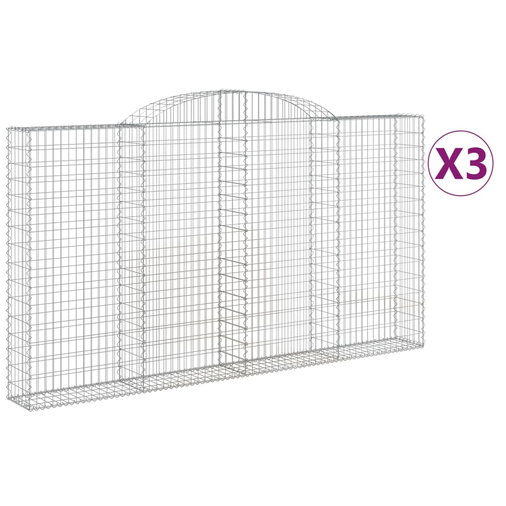 Klenuté gabionové koše 3 ks 300x30x160/180cm pozinkované železo