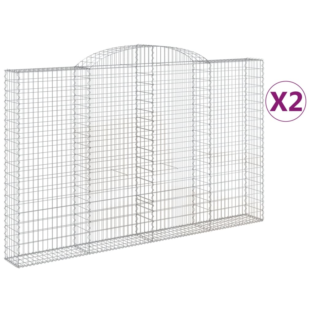 Klenuté gabionové koše 2 ks 300x30x180/200cm pozinkované železo