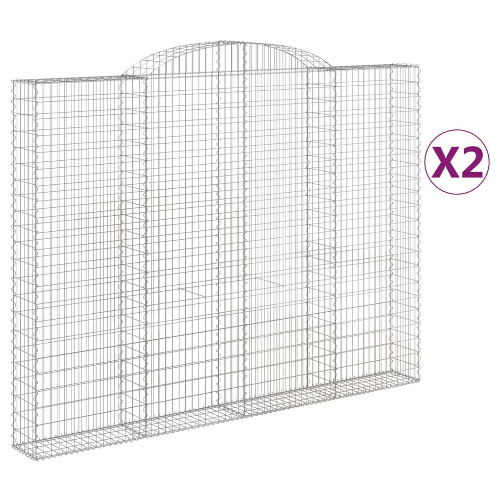 Klenuté gabionové koše 2 ks 300x30x220/240cm pozinkované železo