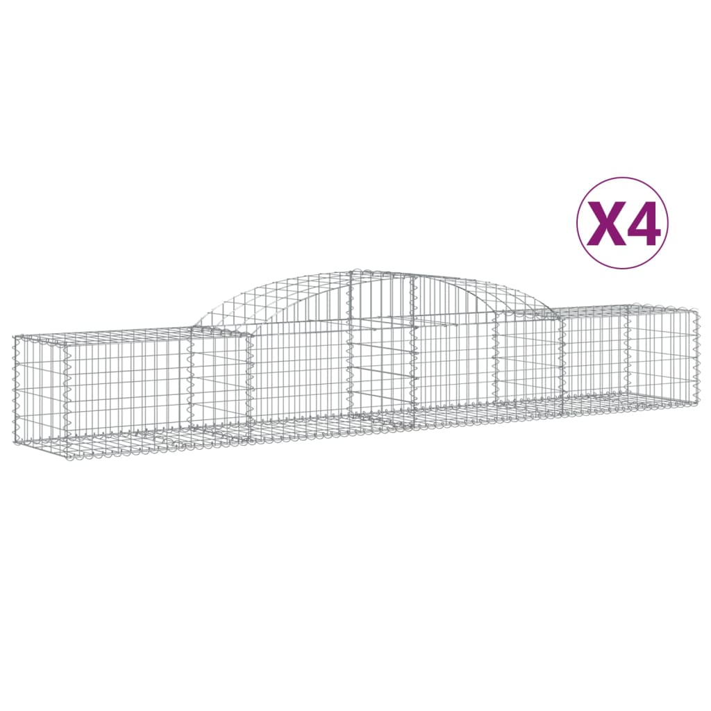 Klenuté gabionové koše 4 ks 300x50x40/60 cm pozinkované železo