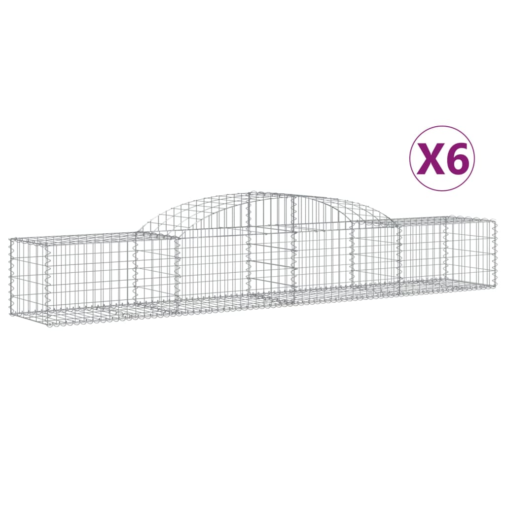 Klenuté gabionové koše 6 ks 300x50x40/60 cm pozinkované železo