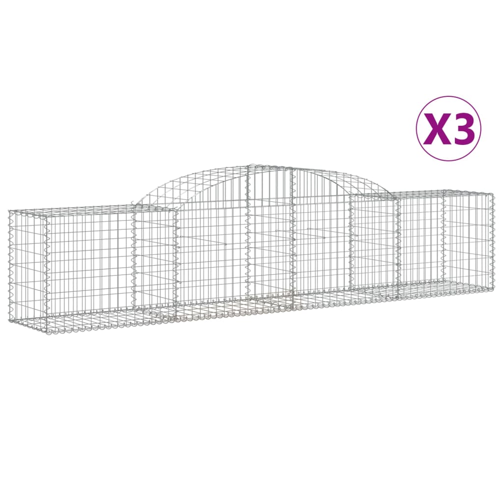 Klenuté gabionové koše 3 ks 300x50x60/80 cm pozinkované železo