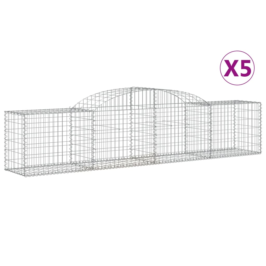 Klenuté gabionové koše 5 ks 300x50x60/80 cm pozinkované železo